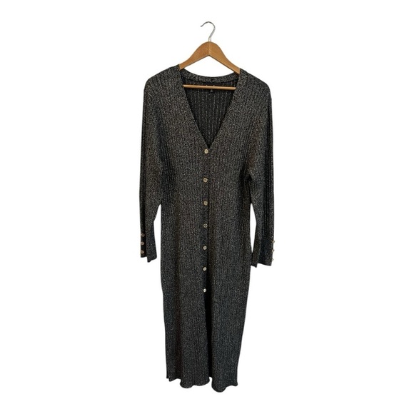 Alison Andrews Cardigan Dress Plus Size 3X Longline Ribbed Metallic - Picture 2 of 7